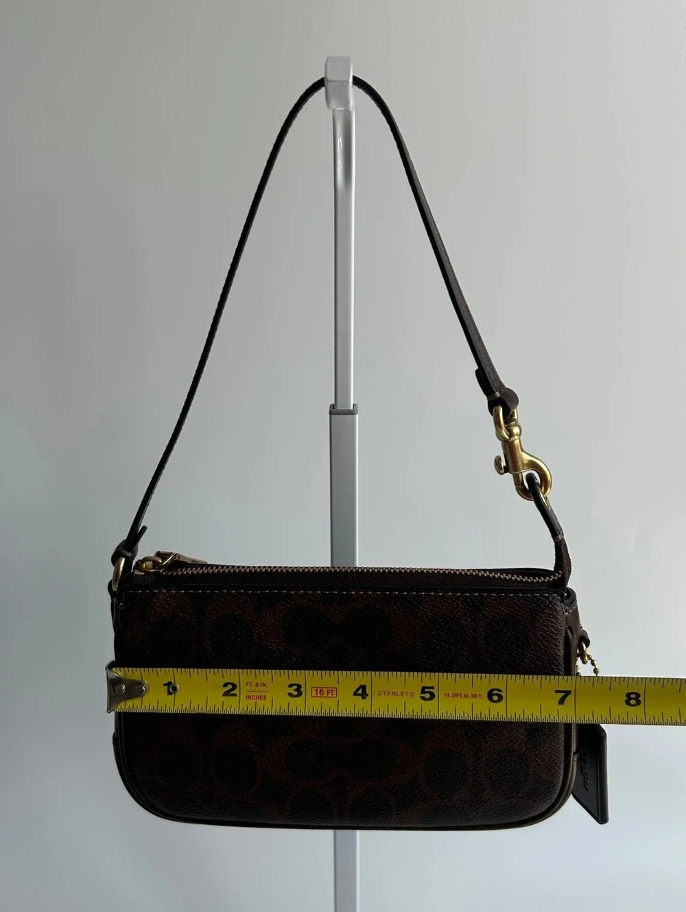 Coach Plaza Bag 18 Signature Brown Mini Shoulder Bag Very Good